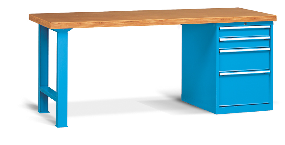  - Werkbank 2000x750x840mmH met 1 poot, 1 ladenblok 4 laden - 2 stuks aanwezig van € 1258,00 voor